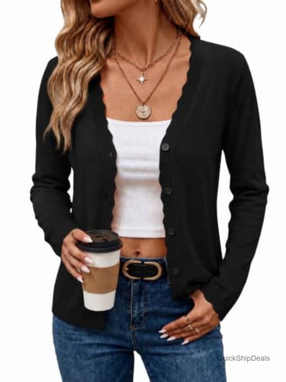 Lightweight Button Down Cardigan V Neck Loose Knit Sweater for Women
